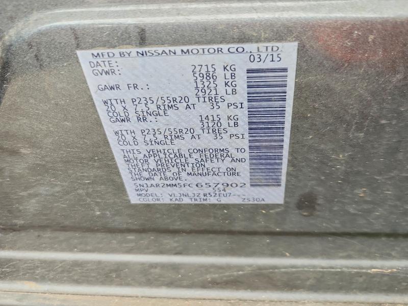 Продажа на аукционе авто 2015 Niss Pathfinder, vin: 5N1AR2MM5FC657902, номер лота: 52977086