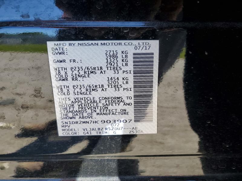 Продажа на аукционе авто 2017 Nissan Pathfinder, vin: 5N1DR2MN7HC903907, номер лота: 53580186