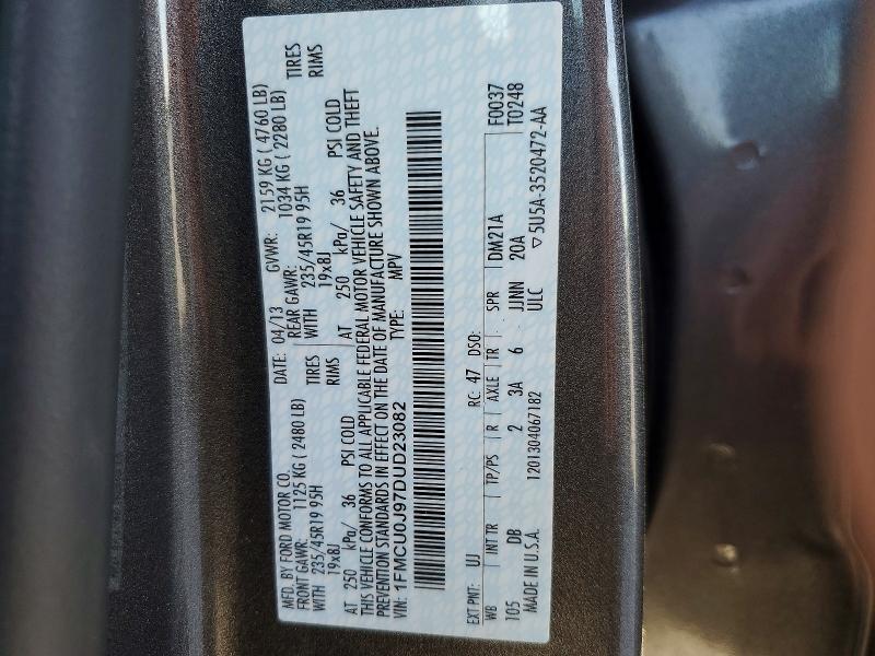 Aukcja sprzedaży 2013 Ford Escape, vin: 1FMCU0J97DUD23082, numer aukcji: 52782576