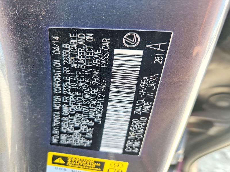 Aukcja sprzedaży 2014 Lexus Ct, vin: JTHKD5BH1E2194691, numer aukcji: 55600766