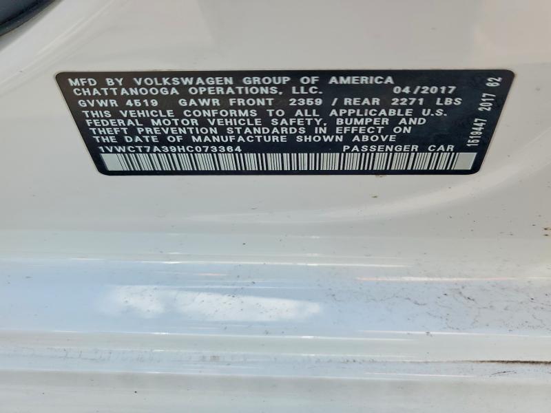 Продажа на аукционе авто 2017 Volkswagen Passat, vin: 1VWCT7A39HC073364, номер лота: 53621696