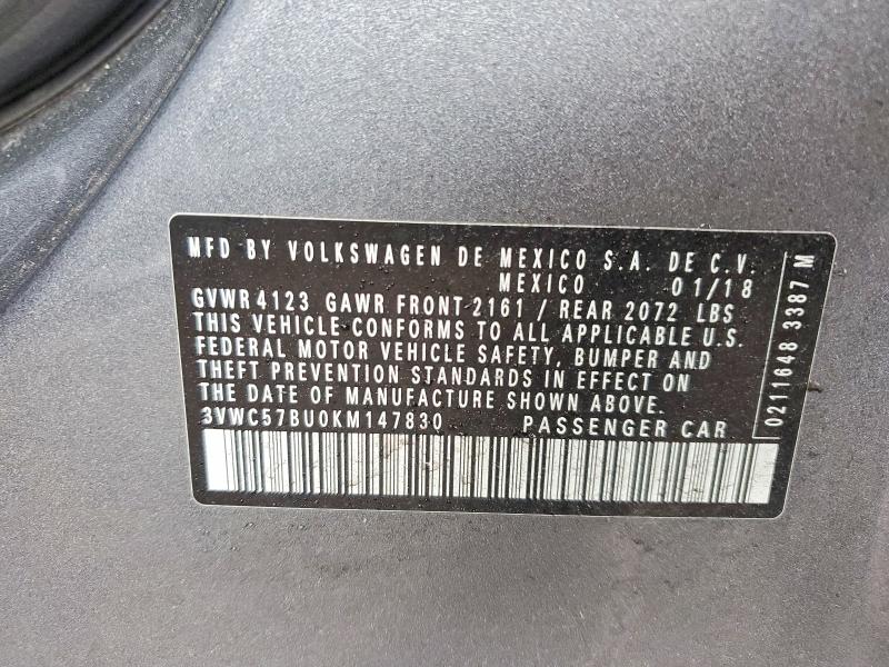 Aukcja sprzedaży 2019 Volkswagen Jetta, vin: 3VWC57BU0KM147830, numer aukcji: 53626596