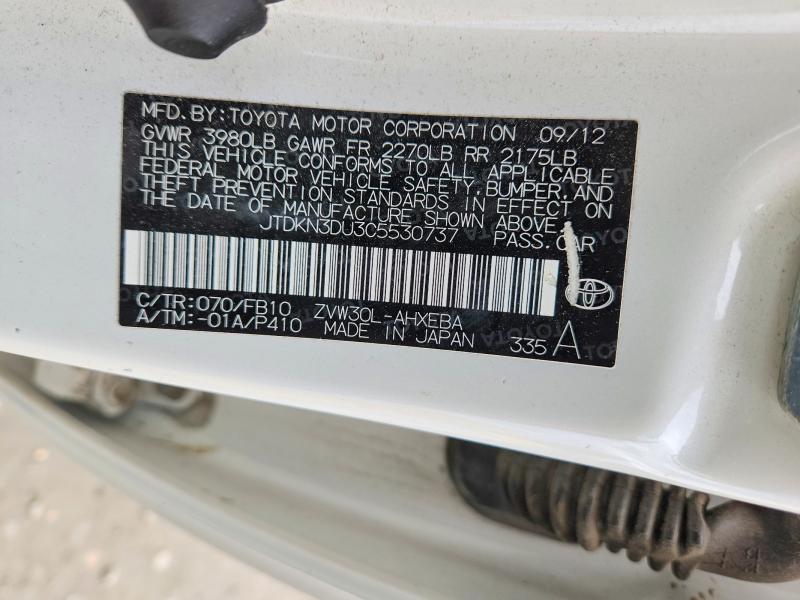 Aukcja sprzedaży 2012 Toyota Prius, vin: JTDKN3DU3C5530737, numer aukcji: 49914116