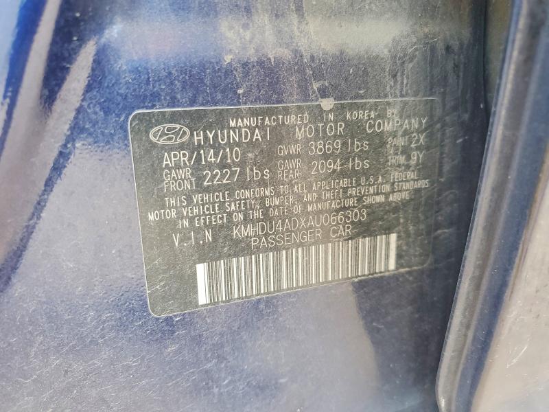 2010 Hyundai Elantra მანქანა იყიდება აუქციონზე, vin: KMHDU4ADXAU066303, აუქციონის ნომერი: 52349766
