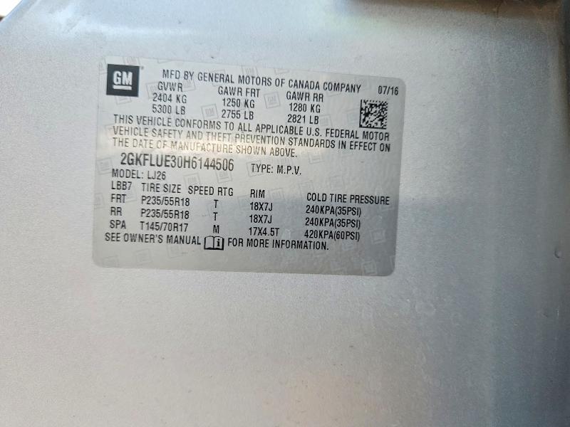 Продаж на аукціоні авто 2017 Gmc Terrain, vin: 2GKFLUE30H6144506, номер лоту: 52770986