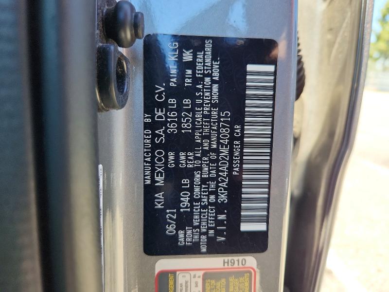 Продаж на аукціоні авто 2021 Kia Rio, vin: 3KPA24AD2ME408715, номер лоту: 53212466