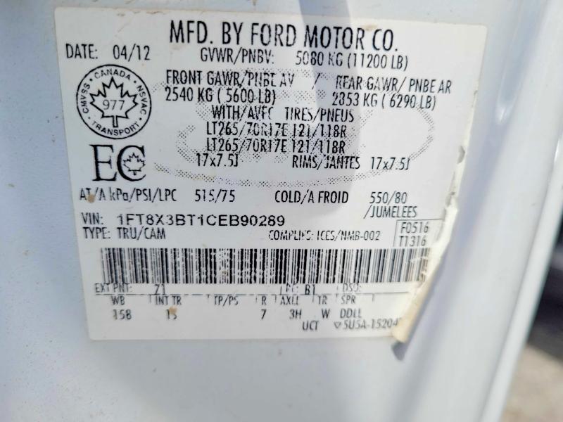 Aukcja sprzedaży 2012 Ford F350, vin: 1FT8X3BT1CEB90289, numer aukcji: 52462806