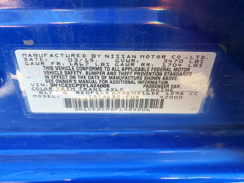 Продажа на аукционе авто 2015 Nissan Versa Note, vin: 3N1CE2CP2FL424006, номер лота: 55111116