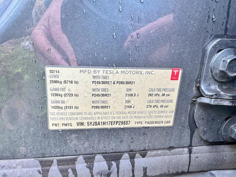 Aukcja sprzedaży 2014 Tesla Model S, vin: 5YJSA1H17EFP29887, numer aukcji: 52264646