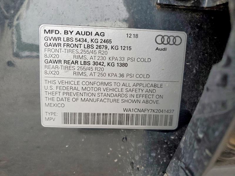 Aukcja sprzedaży 2019 Audi Q5, vin: WA1CNAFY7K2041437, numer aukcji: 52776826
