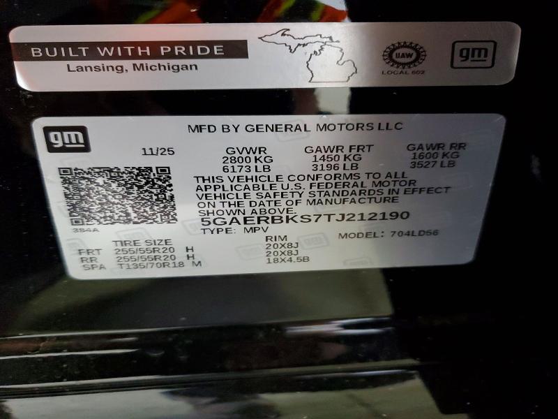 53875226 :رقم المزاد ، 5GAERBKS7TJ212190 vin ، 2026 Buick Enclave مزاد بيع