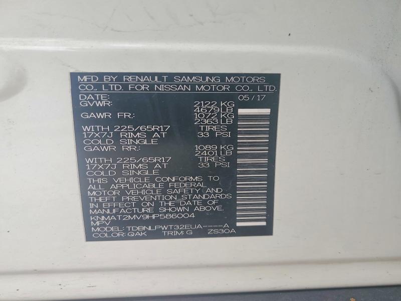 Aukcja sprzedaży 2017 Nissan Rogue, vin: KNMAT2MV9HP586004, numer aukcji: 52892716