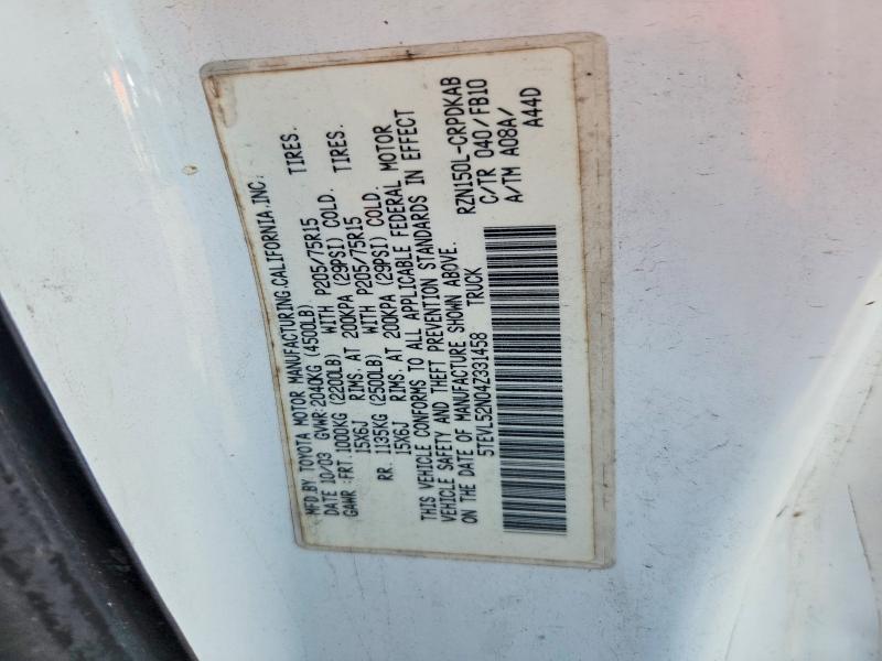 2004 Toyota Tacoma Xtr მანქანა იყიდება აუქციონზე, vin: 5TEVL52N04Z331458, აუქციონის ნომერი: 54863756