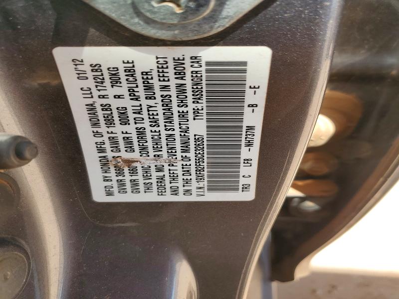54913576 :رقم المزاد ، 19XFB2F55CE326357 vin ، 2012 Honda Civic مزاد بيع