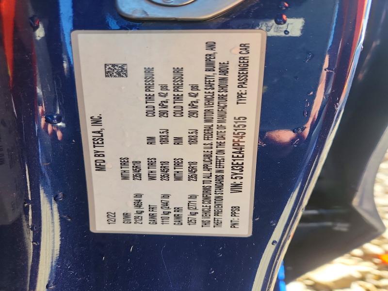 Продажа на аукционе авто 2023 Tesla Model 3, vin: 5YJ3E1EA4PF451515, номер лота: 54723896