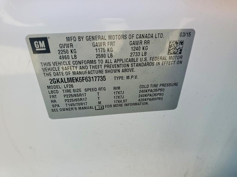Продаж на аукціоні авто 2015 Gmc Terrain, vin: 2GKALMEK6F6317735, номер лоту: 55341646