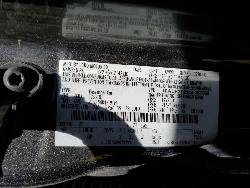 Aukcja sprzedaży 2016 Ford Focus, vin: 1FADP3F29GL387900, numer aukcji: 54471556