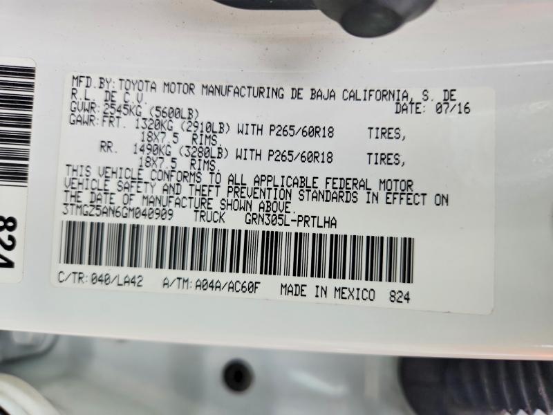 Auction sale of the 2016 Toyota Tacoma, vin: 3TMGZ5AN6GM040909, lot number: 54978656