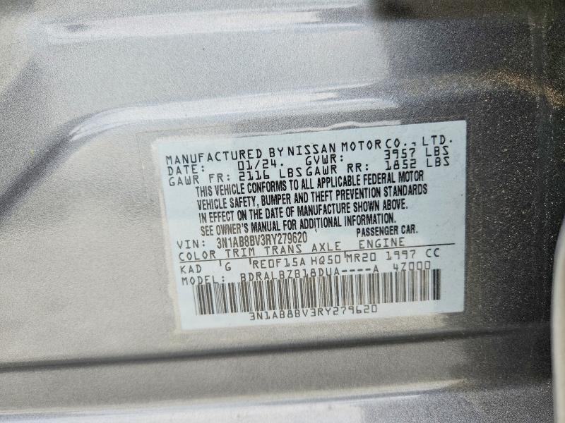 Aukcja sprzedaży 2024 Nissan Sentra, vin: 3N1AB8BV3RY279620, numer aukcji: 54439166