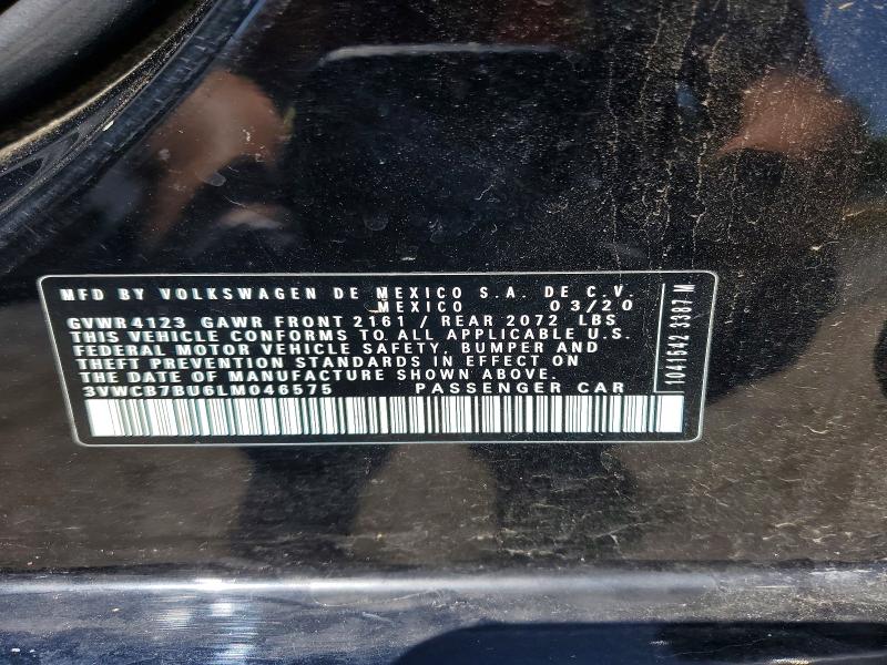 52858886 :رقم المزاد ، 3VWCB7BU6LM046575 vin ، 2020 Volkswagen Jetta مزاد بيع