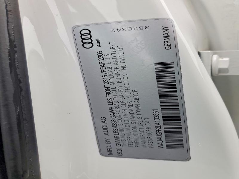Продаж на аукціоні авто 2020 Audi A3, vin: WAUAUGFF2LA103851, номер лоту: 51895076