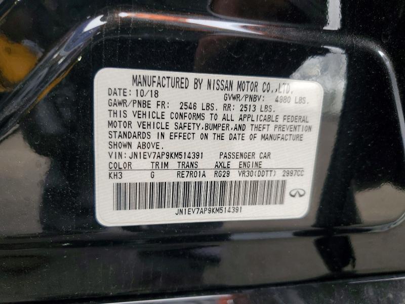 2019 Infiniti Q50 მანქანა იყიდება აუქციონზე, vin: JN1EV7AP9KM514391, აუქციონის ნომერი: 53772736