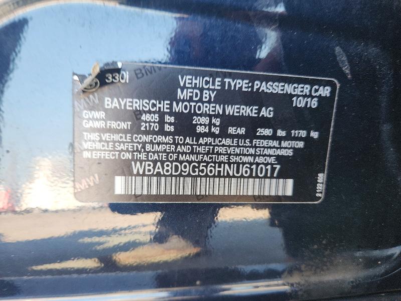 Aukcja sprzedaży 2017 Bmw 330, vin: WBA8D9G56HNU61017, numer aukcji: 54386726