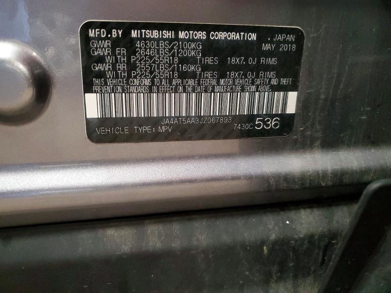 Продажа на аукционе авто 2018 Mitsubishi Eclipse Cross, vin: JA4AT5AA3JZ067893, номер лота: 55142636