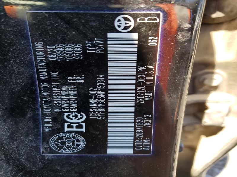 2021 Toyota Corolla მანქანა იყიდება აუქციონზე, vin: 5YFBPMBE5MP153344, აუქციონის ნომერი: 53946476