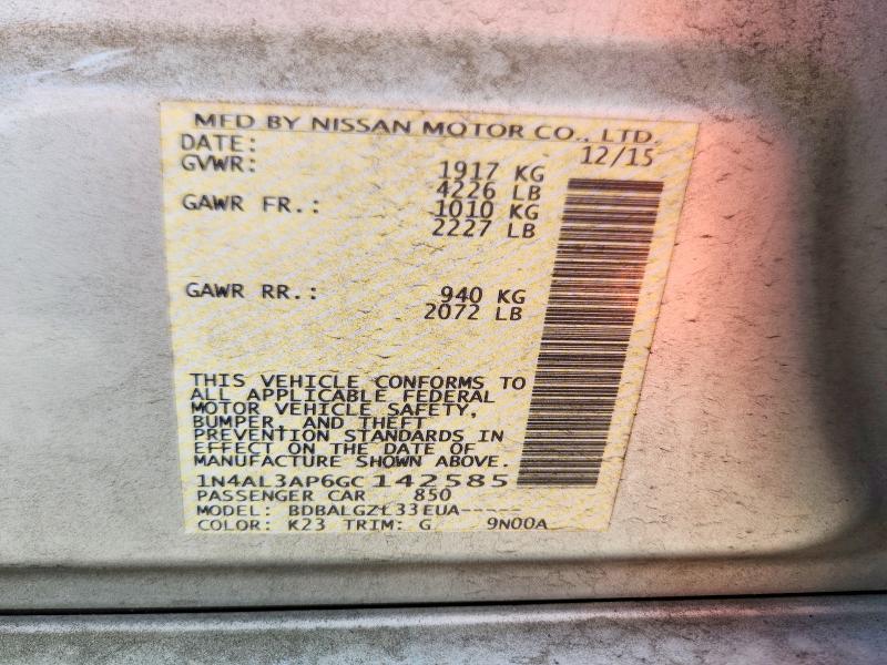 Aukcja sprzedaży 2016 Nissan Altima, vin: 1N4AL3AP6GC142585, numer aukcji: 52687036