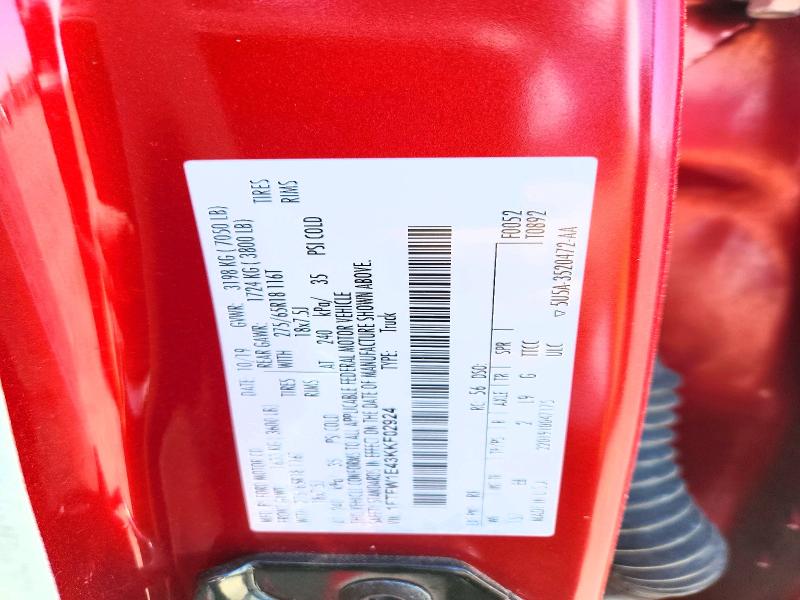 54168276 :رقم المزاد ، 1FTFW1E43KKF02924 vin ، 2019 Ford F150 مزاد بيع