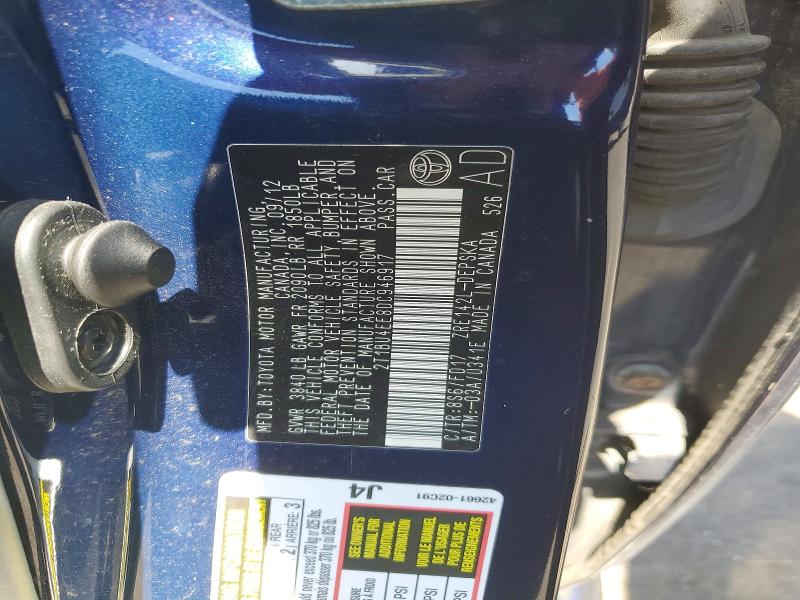54724396 :رقم المزاد ، 2T1BU4EE8DC946917 vin ، 2013 Toyota Corolla مزاد بيع