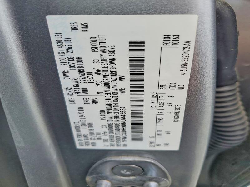 2022 Ford Escape მანქანა იყიდება აუქციონზე, vin: 1FMCU9H90NUA43550, აუქციონის ნომერი: 52482346