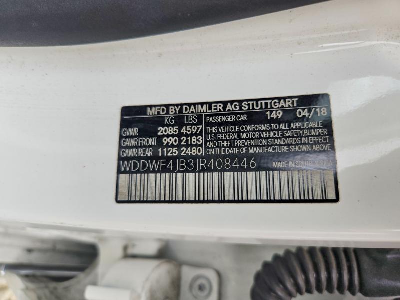 55021516 :رقم المزاد ، WDDWF4JB3JR408446 vin ، 2018 Mercedes-benz C مزاد بيع