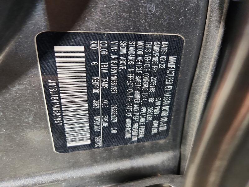 Aukcja sprzedaży 2022 Nissan Rogue Sport, vin: JN1BJ1BV1NW581987, numer aukcji: 52605516