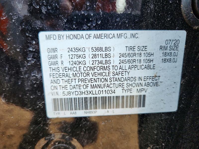 Aukcja sprzedaży 2020 Acura Mdx, vin: 5J8YD3H3XLL011034, numer aukcji: 52188816
