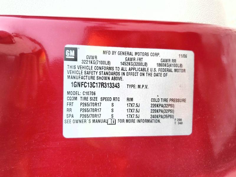 2007 Chevrolet Tahoe მანქანა იყიდება აუქციონზე, vin: 1GNFC13C17R313343, აუქციონის ნომერი: 51830666