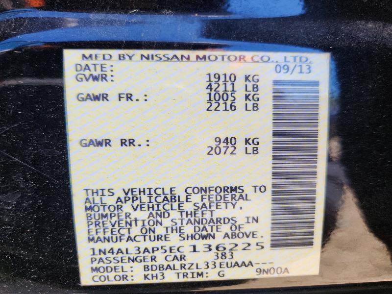 52696206 :رقم المزاد ، 1N4AL3AP5EC136225 vin ، 2014 Nissan Altima مزاد بيع