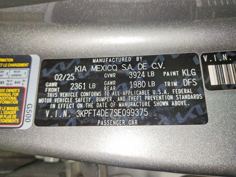 53017986 :رقم المزاد ، 3KPFT4DE7SE099375 vin ، 2025 Kia K4 مزاد بيع