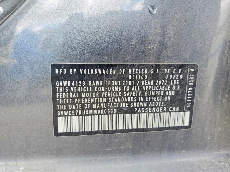 Продажа на аукционе авто 2021 Volkswagen Jetta, vin: 3VWC57BU9MM000635, номер лота: 54688076