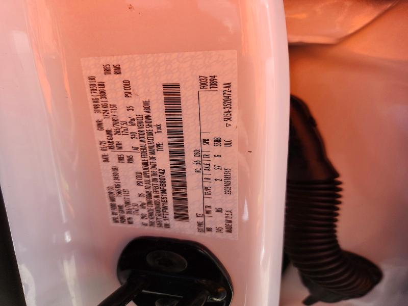 53102436 :رقم المزاد ، 1FTFW1E51MFB80742 vin ، 2021 Ford F150 مزاد بيع