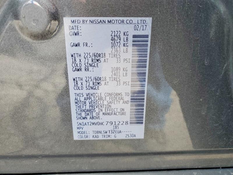 Aukcja sprzedaży 2017 Nissan Rogue, vin: 5N1AT2MV0HC791228, numer aukcji: 54531336