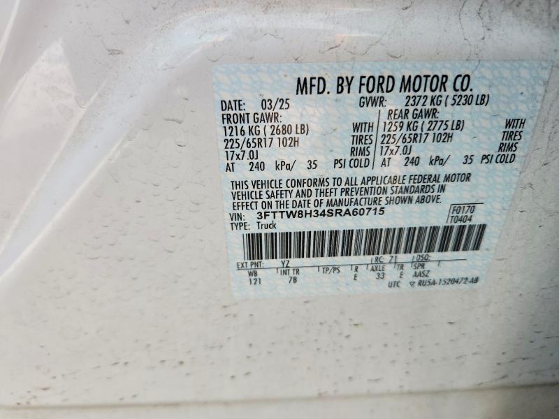 53346156 :رقم المزاد ، 3FTTW8H34SRA60715 vin ، 2025 Ford Maverick مزاد بيع