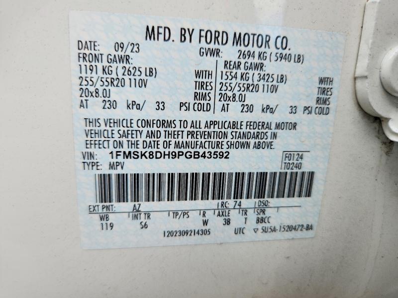 Продаж на аукціоні авто 2023 Ford Explorer, vin: 1FMSK8DH9PGB43592, номер лоту: 52273976