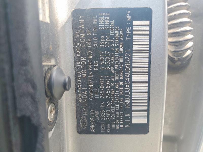 53235186 :رقم المزاد ، KM8JU3AC4AU095221 vin ، 2010 Hyundai Tucson مزاد بيع