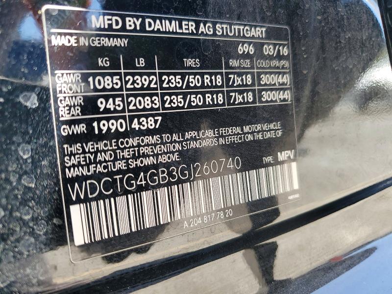 Aukcja sprzedaży 2016 Mercedes-benz Gla, vin: WDCTG4GB3GJ260740, numer aukcji: 52720566