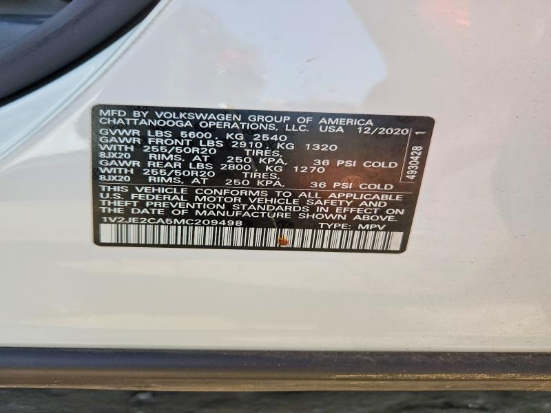 2021 Volkswagen Atlas Cross Sport მანქანა იყიდება აუქციონზე, vin: 1V2JE2CA5MC209498, აუქციონის ნომერი: 52471626