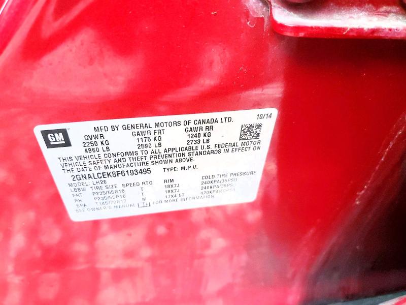 Aukcja sprzedaży 2015 Chevrolet Equinox, vin: 2GNALCEK8F6193495, numer aukcji: 53738706