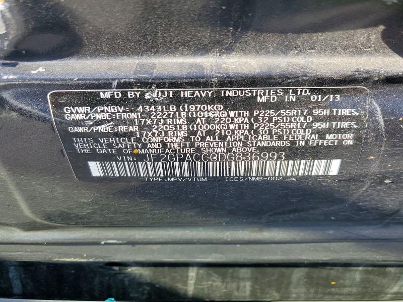 54207496 :رقم المزاد ، JF2GPACC0DG836993 vin ، 2013 Subaru Xv Crosstrek مزاد بيع