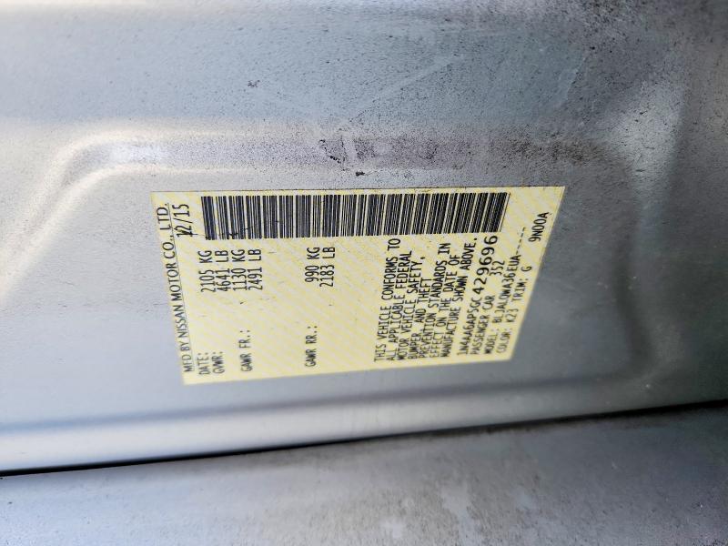 2016 Nissan Maxima მანქანა იყიდება აუქციონზე, vin: 1N4AA6AP5GC429696, აუქციონის ნომერი: 52088696
